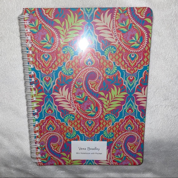 New! Vera Bradley Mini Notebook W/Pocket Paisley in Paradise💙🧡160 pages🍃 - Picture 13 of 14